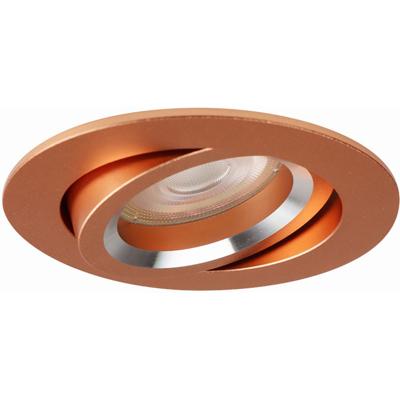 Spot Armatuur GU10 - Pragmi Alpin Pro - GU10 Inbouwspot - Rond - Koper - Aluminium - Kantelbaar - Ø82mm