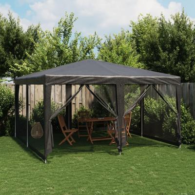 VidaXL Partytent met 8 mesh zijwanden 4x4 m hdpe antracietkleurig