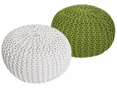 Elin - Sitzhocker Pouf SET 2 - gerecycled katoen - Ø 55 cm H 37 cm