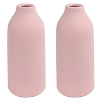 2x stuks bloemenvaas - roze terracotta - D11 x H23 cm - smalle opening