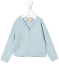 Gucci Kids cardigan en laine à boutonnière - Bleu