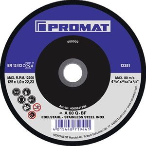 Promat Doorslijpschijf | Action | D125x1mm recht | RVS | gat 22,23 mm - 4000841299 4000841299