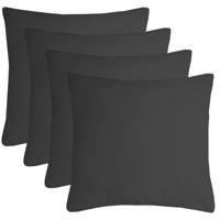 Stof Textile sierkussen Nelson - 4x - donkergrijs - 60 x 60 cm - bank kussens - polyester