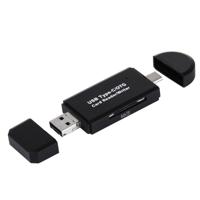3 in 1 USB-C / Type-C 3.1 naar USB 2.0 + Micro USB + SD(HC) + Micro SD Kaartleze Adapter met OTG functie voor MacBook / Google Chromebook / Nokia N1 /