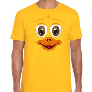 Dieren verkleed t-shirt heren - eend gezicht - carnavalskleding - geel 2XL  -