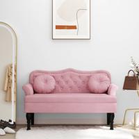 Bankje met kussens 120,5x65x75 cm fluweel roze Bankje met kussens 120,5x65x75 cm fluweel roze