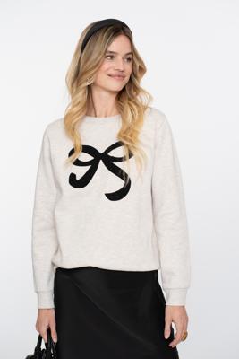 Geisha Sweat With Bow 52587-24 Sweater 715 Beige Melange / Black