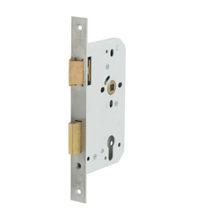 Nemef 669/46 Paniekdeurslot | DM60mm | PC72mm | krukgat 8mm gedeeld | voorplaat RVS 24x235mm rechthoekig | messing dag- en nachtschoot | DR 4 -