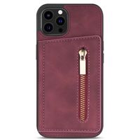 iPhone 13 Mini hoesje - Backcover - Pasjeshouder - Portemonnee - Rits - Kunstleer - Bordeaux Rood - thumbnail
