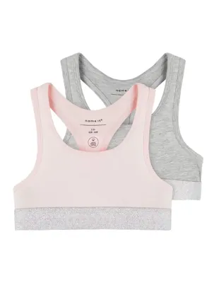 Name it 2-pak meisjes Topje - Zwart Solid - Meisjes katoenen bralette - BH Top