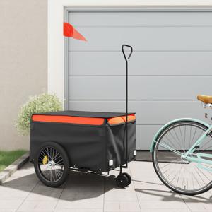 Fietstrailer 45 kg ijzer zwart en oranje