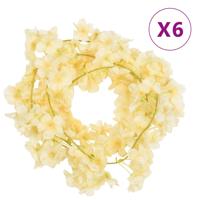 VidaXL Kerstslingers met bloemen 6 st 180 cm champagnekleurig