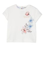 Roberto Cavalli Junior t-shirt à fleurs brodées - Blanc