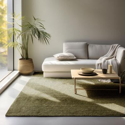 Handgeweven Jute Vloerkleed - Groen maat: 150x80cm - materiaal: Jute - Dekbed-Discounter.nl