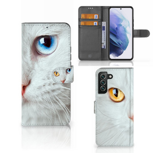 Samsung Galaxy S22 Plus Telefoonhoesje met Pasjes Witte Kat