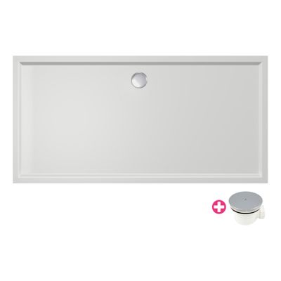 Douchevloer Xenz Mariana Plus | 180x90 cm | Incl.Afvoersifon-Chroom | Acryl | Rechthoekig | Wit