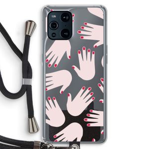 Hands pink: Oppo Find X3 Transparant Hoesje met koord