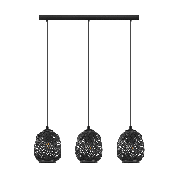 Eglo Zwarte rotan hanglamp Dembleby 1 3-lichts 43266