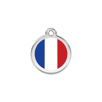 French Flag roestvrijstalen hondenpenning small/klein dia. 2 cm - RedDingo