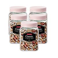 Plasticforte keuken voorraadpot - 5x - weckpotten - kunststof - roze - 1200 ml - met deksel Plasticforte keuken voorraadpot - 5x - weckpotten - kunststof - roze - 1200 ml - met deksel
