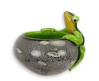 A MURANO STYLE GLASS FROG BOWL