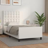 Bedframe met hoofdbord kunstleer wit 90x200 cm