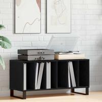 Platenkast met plank Zwart eiken 100 x 38 x 48 cm Bewerkt hout
