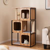 2-In-1 Krabpaal Kattenhuis Kattenboom met Afneembare Kussens Kattenmand Krabpalen Sisal-Plank en Platforms 75 x 45 x 133 cm