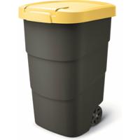 Afvalcontainer/rolemmer Wheeler - geel - 95 liter - 54 x 50 x 76 cm - huis/tuin afval scheiden