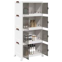 VidaXL Opbergbox stapelbaar met wielen 4-laags 75 l 64x40x141,5 cm