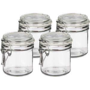 Voorraadpotten/bewaarpotten - 4x - Tarro - 250 ml - glas - met beugelsluiting - D11 x H10 cm