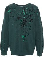 Moschino pull en laine vierge à effet taches de peinture - Vert