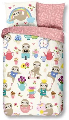 Good Morning dekbedovertrek Buzzy 140 x 220 cm katoen roze