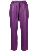 Arma pantalon droit en cuir à taille élastiquée - Violet