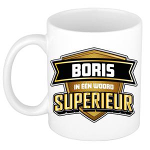 Naam mok Boris - wit - Superieur - keramiek - 300 ml - cadeau collega beker