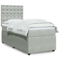 Boxspring met matras fluweel lichtgrijs 90x190 cm