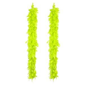 Carnaval verkleed boa met veren - 2x - neon groen - 180 cm - 50 gram - Glitter and Glamour