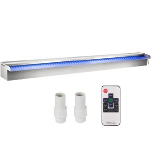 VEVOR zwembadwaterval overloopkanaal 151 x 11,5 x 8 cm zwembadfontein met kleurrijke LED-strip slangaansluiting afstandsbediening corrosiebestendig voor vijver buitentuin