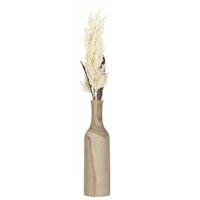 Decoratie pampasgras kunst pluim in houten vaas - creme wit - 88 cm