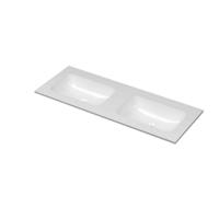INK Aspekt Wastafel Porselein Dubbel Zonder Kraangaten - 1200x450x15 mm - Glans Wit
