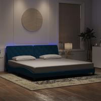 Bedframe met LED zonder matras fluweel blauw 200x200 cm