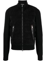 TOM FORD veste bomber à empiècement en daim - Noir - thumbnail