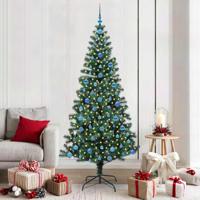 VidaXL Kunstmatig voorverlicht kerstboom groen 210 cm pvc en metaal