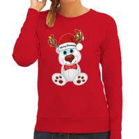 Foute Kersttrui/sweater voor dames - Merry Christmas - rood - ijsbeer - kerst cadeau