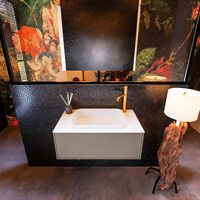Badkamermeubelset Mondiaz Erin 80 cm met 1 Lade met RIDGE Wastafel Midden Talc met 1 kraangat Greeploos Mat Smoke