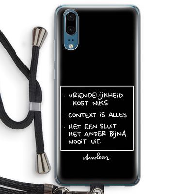 Mijn Motto's: Huawei P20 Transparant Hoesje met koord