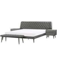 Beliani - ESSONNE - Slaapkamerset - Grijs - 180 x 200 cm - Kunstleer Beliani - ESSONNE - Slaapkamerset - Grijs - 180 x 200 cm - Kunstleer