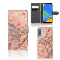 Samsung Galaxy A7 (2018) Bookcase Marmer Oranje