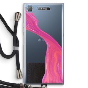 Paarse stroom: Sony Xperia XZ1 Transparant Hoesje met koord