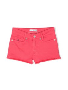 Tommy Hilfiger Junior short en jean à ourlet frangé - Rose